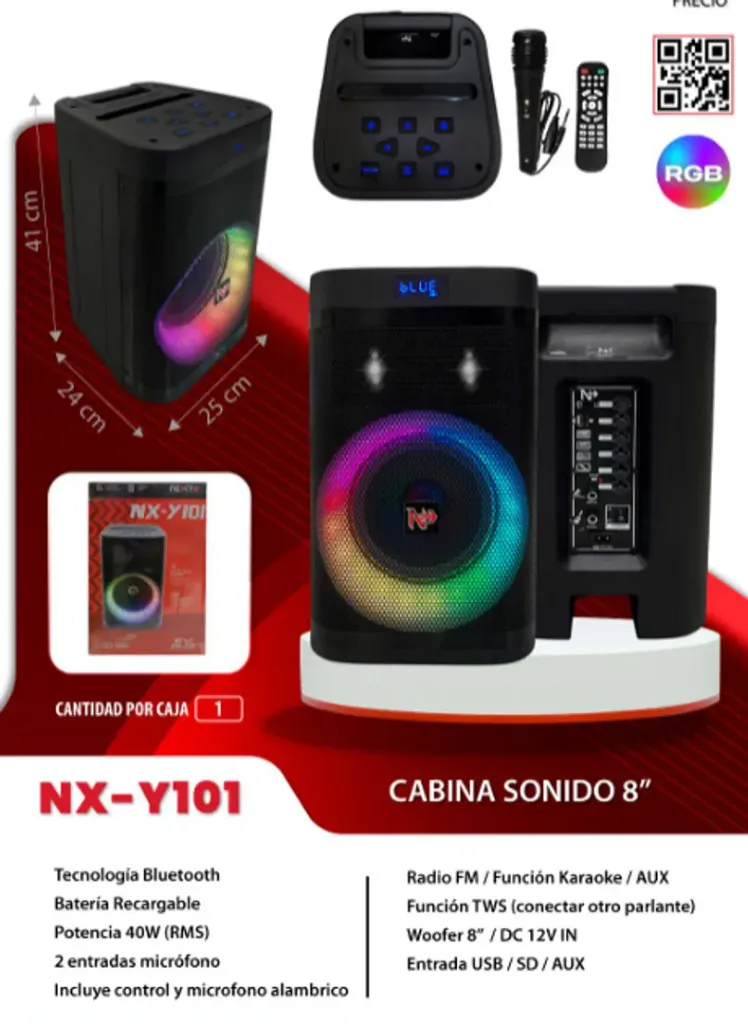 CABINA PARLANTE BOCINA NEXT DE 8 LUCES LED NX-Y101.webp