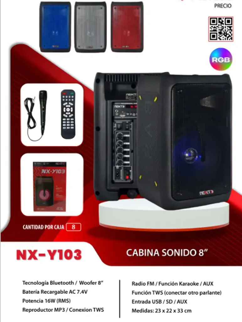CABINA PARLANTE NEXT DE 8 LUCES LED NX-Y103..webp