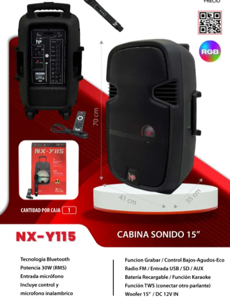 CABINA PARLANTE DE 15 PULGADAS RECARGABLE LUCES LED NX-Y115.webp