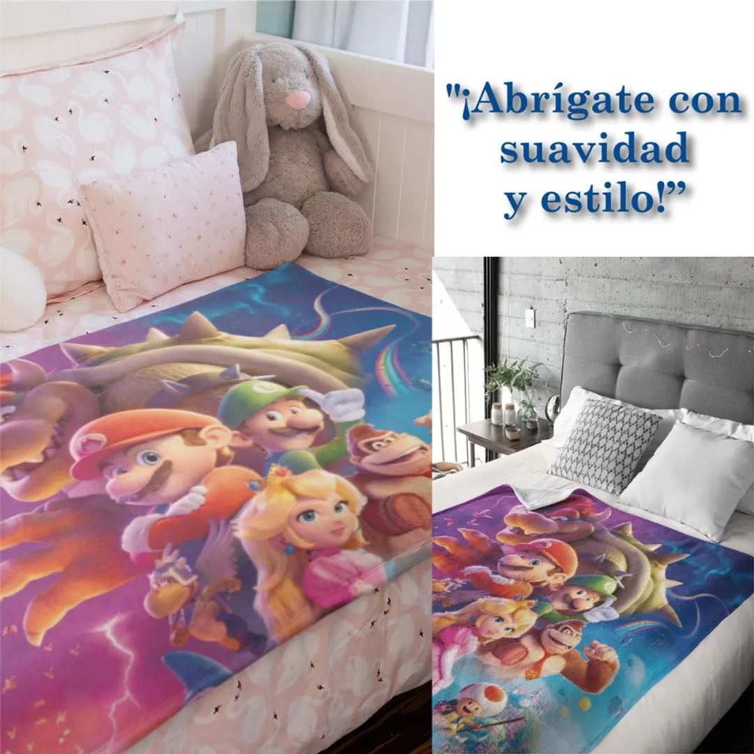 [fc6990] COBIJA MANTA TERMICA AFELPADA 1,30x1,60CM MARIO BROSS