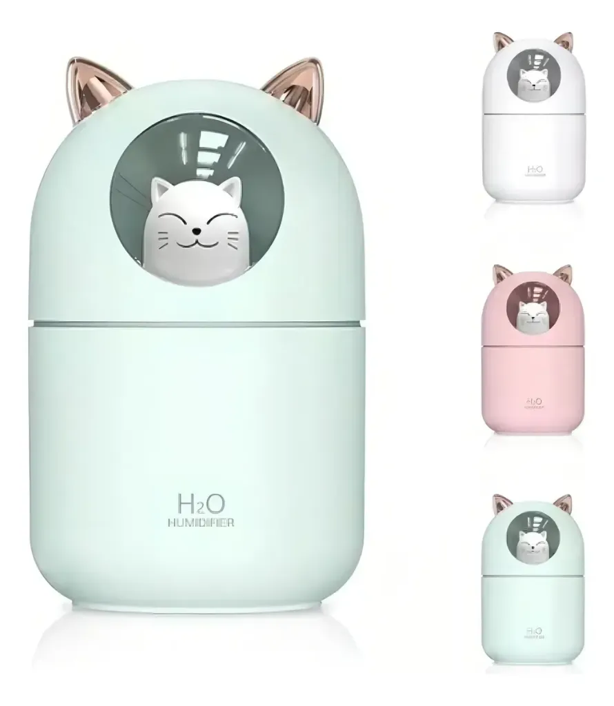 [A205] HUMIDIFICADOR GATO H2O DIFUSOR LAMPARA LED