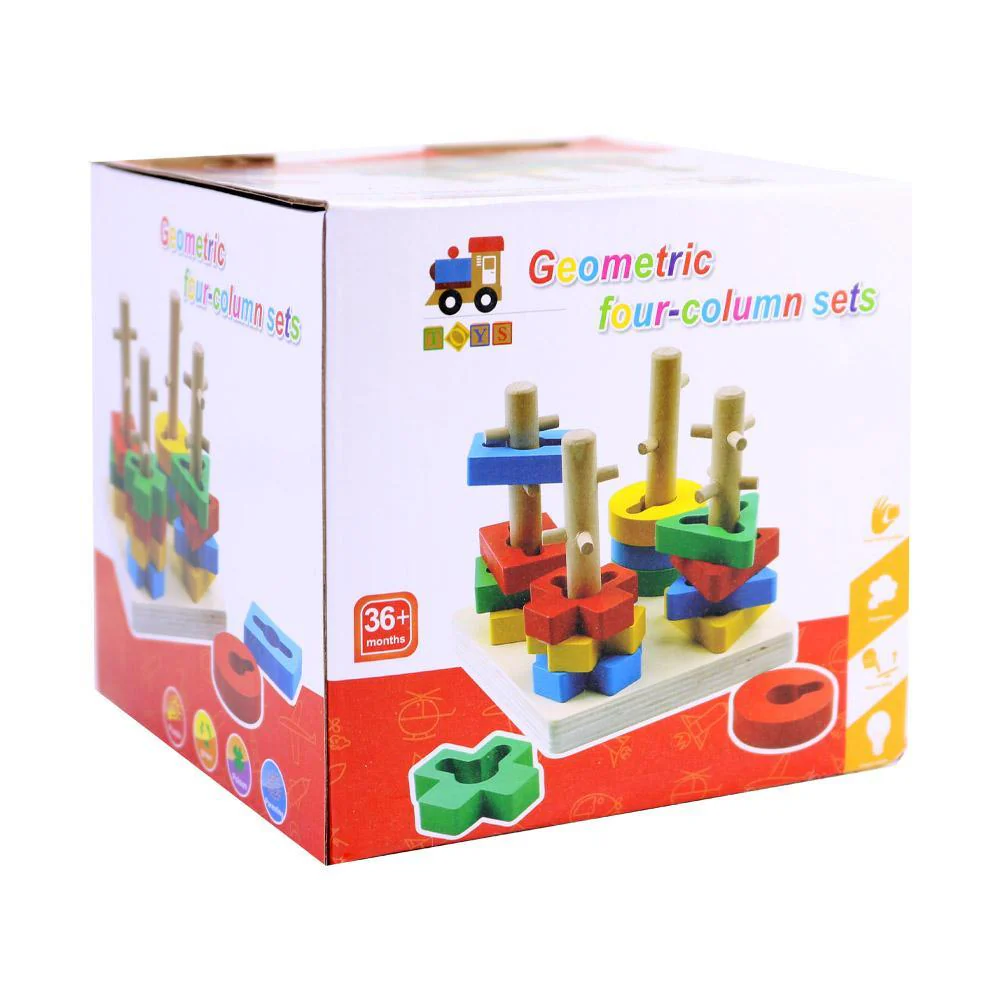 [CED-JUG-002] WOODEN GEOMETRIC FOUR COLUMN JUEGO DIDACTICO