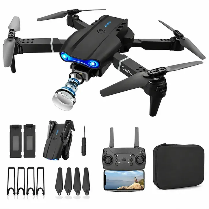 DRONE CONTROL REMOTO PLEGABLE CON CAMARA FRONTAL LUCES LED
