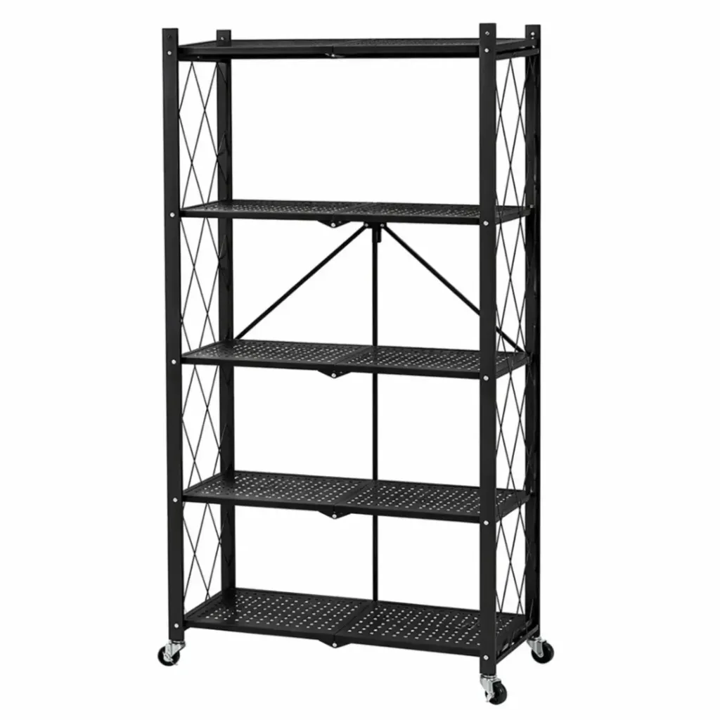 [BOD-HOG-067] ORGANIZADOR ESTANTERIA METALICO 5 NIVELES PLEGABLE CON RUEDAS 158x70x34CM