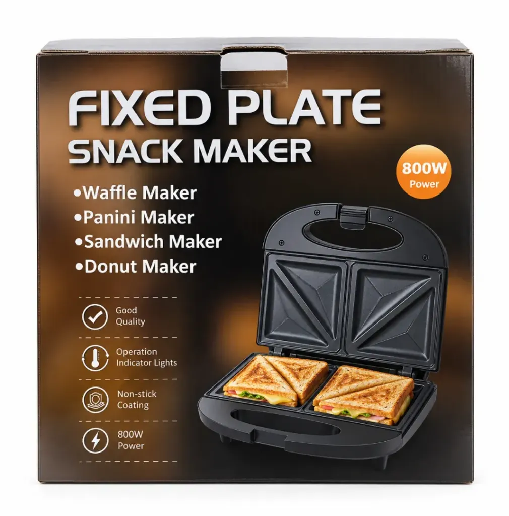 SANDUCHERA MULTIFUNCIONAL ELECTRICA 800W FIXED PLATE