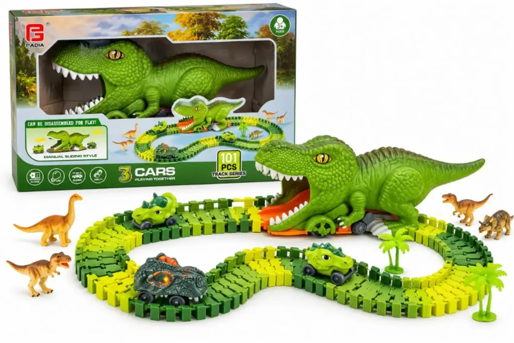 PISTA DE CARROS FLEXIBLE DINOSAURIOS 101 PCS