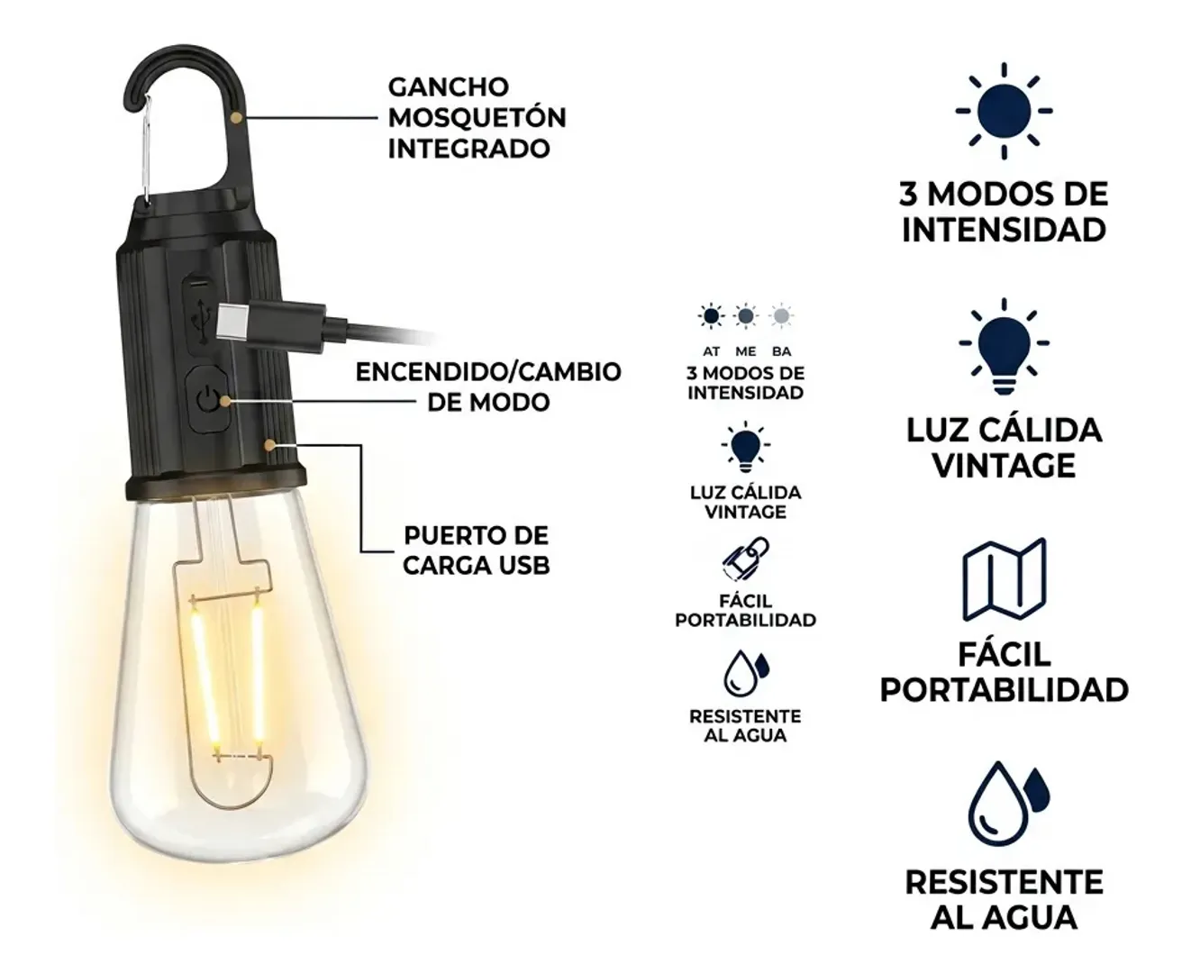 [d3873a] BOMBILLO RECARGABLE T02