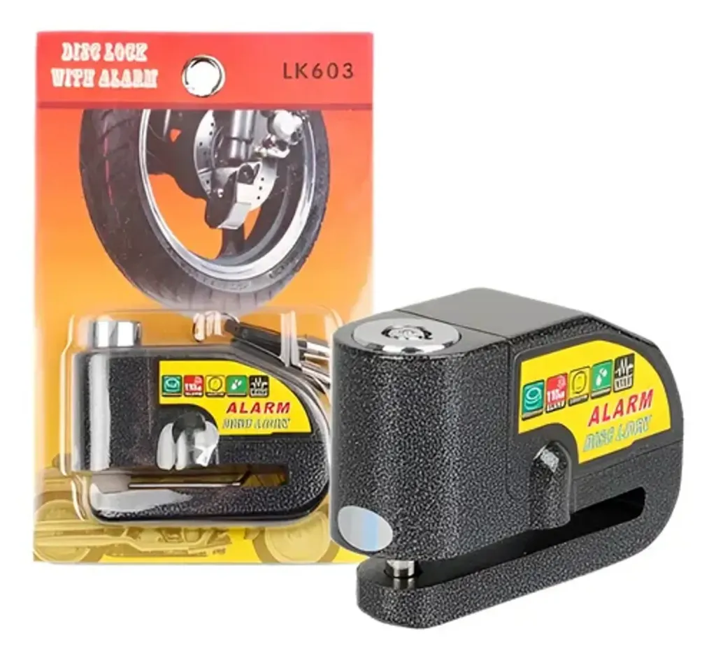 [M087] CANDADO DISCO MOTO ALARMA PESADO LK603