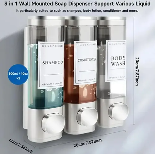 [BOD-HOG-120] DISPENSADOR JABON BAÑO X3 SOAP DISPENSER 300ML