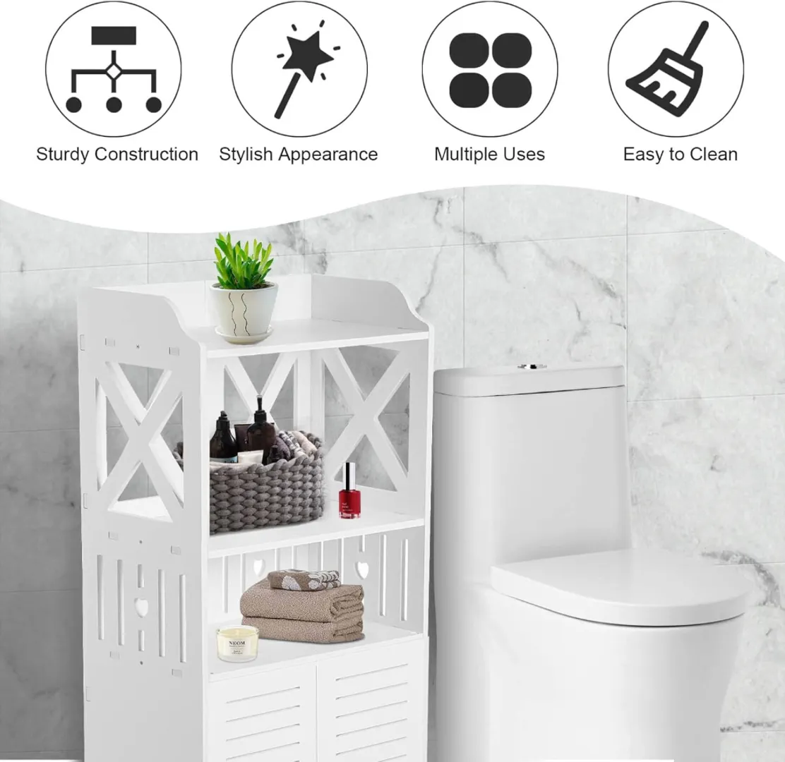 [4baf9a] ESTANTE ORGANIZADOR DE BAÑO CON PUERTAS