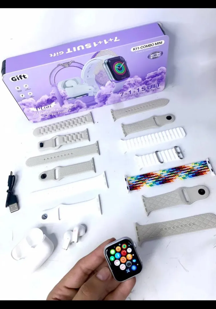 [a80884] SET SMART WATCH RELOJ INTELIGENTE Y AUDIFONOS K11-COMBO MINI
