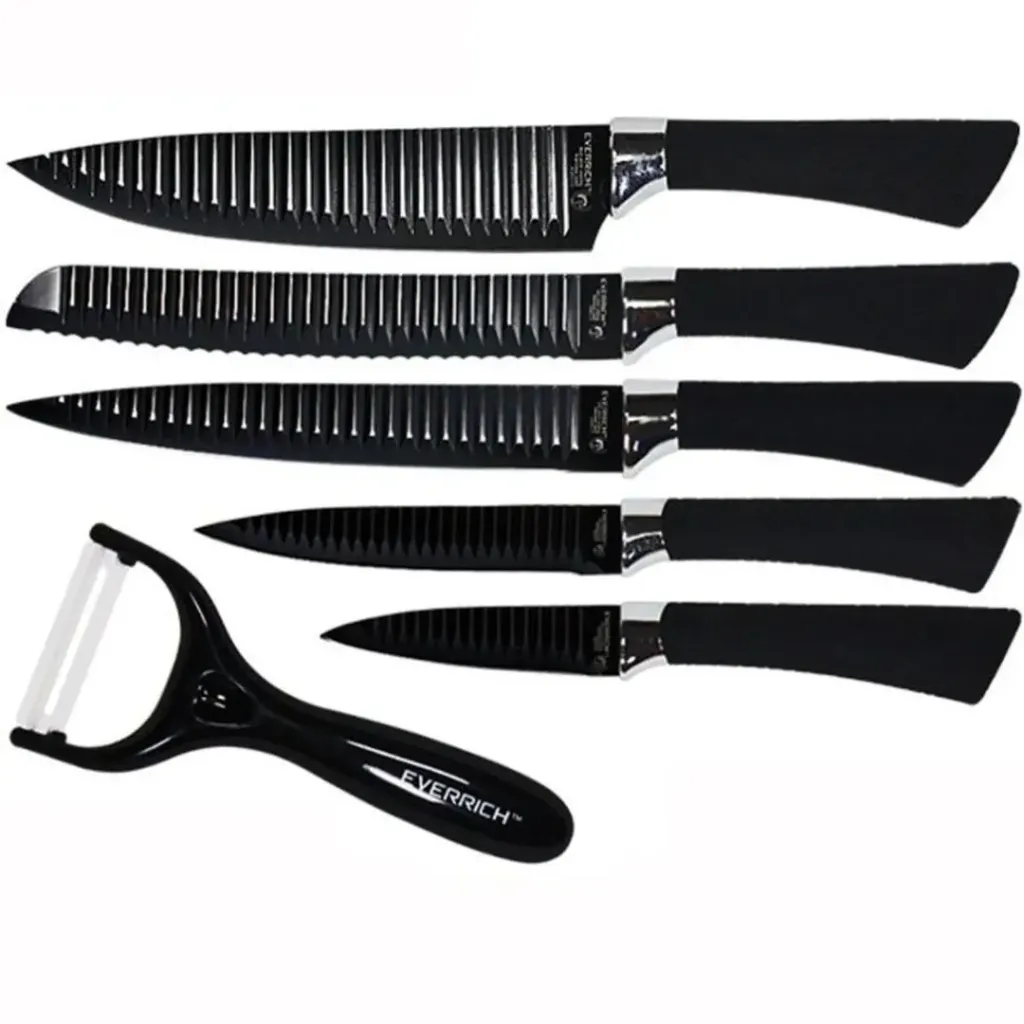 [ZP-004] JUEGO SET CUCHILLOS LUJO 6 PIEZAS CON PELADOR ER-0238A