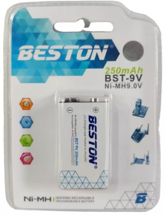 PILA BATERIA 9V - BESTON - BST-9V - 250 mAh RECARGABLE