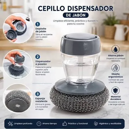 CEPILLO DISPENSADOR LAVA OLLAS ESPOJA - CLEANIN POT BRUSH