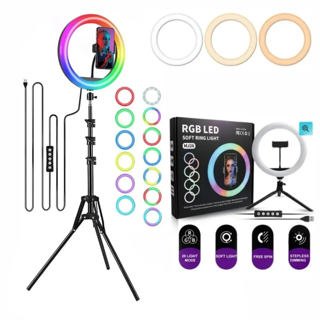 [6aab64] ARO LUZ RGB TRIPODE - SOFT RING LIGHT - MJ26